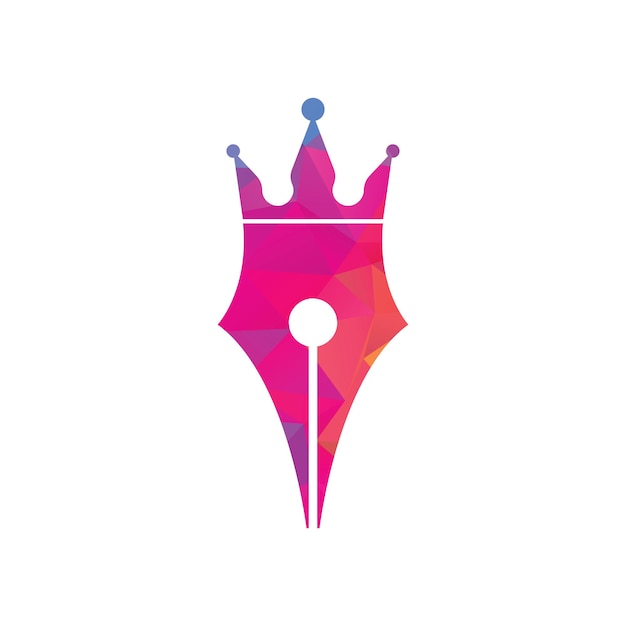 King pen vector logo design. Royal Pen crown Logo design vector template.