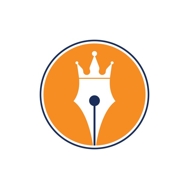 King pen vector logo ontwerp Royal Pen crown Logo vector ontwerpsjabloon