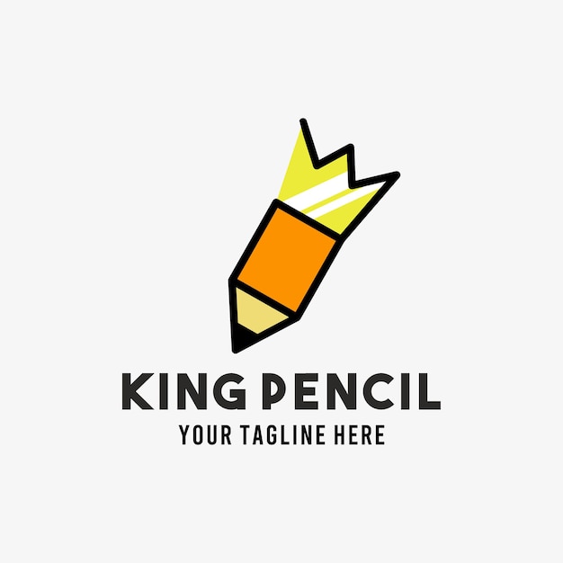 King pencil flat style design symbol logo illustration   template