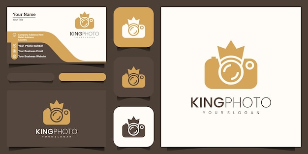 Logo dello studio fotografico del re, vettore di design semplice ed elegante in stile moderno.