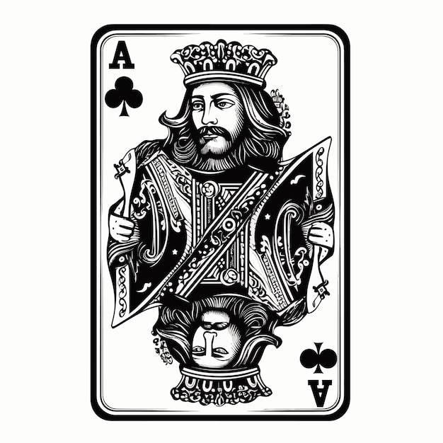 Vector king playing card drawing