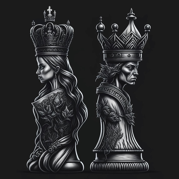 Vector king and queen chess vector illustration