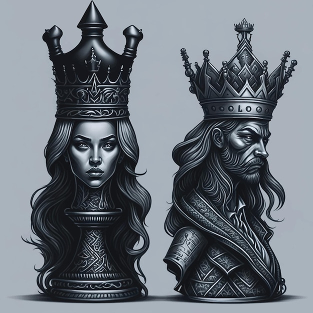 king and queen chess vector illustration