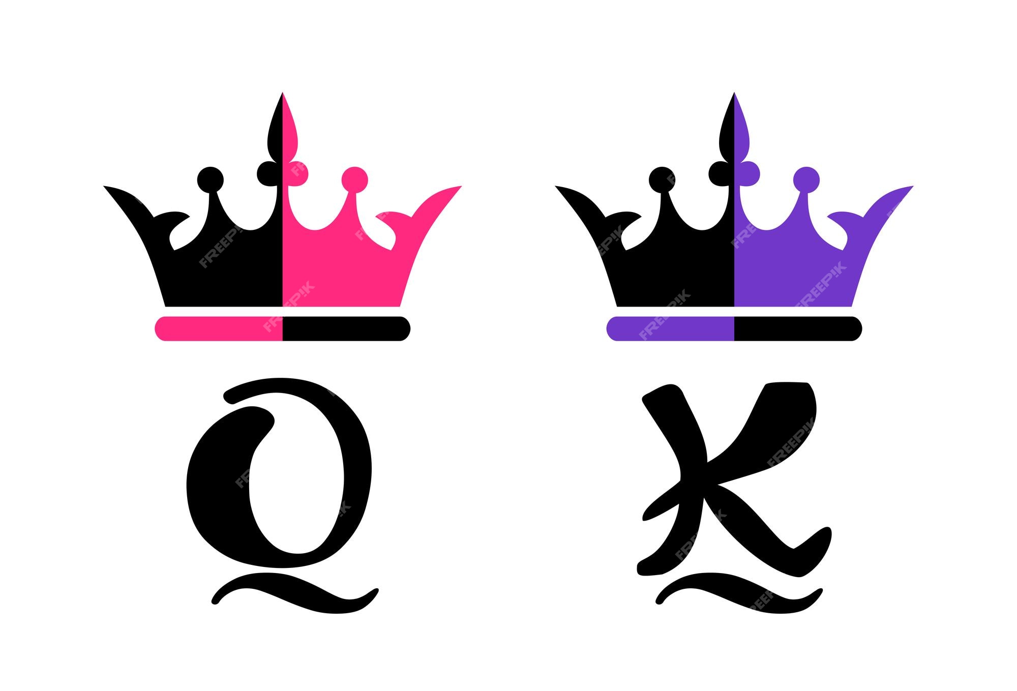 Premium Vector  King queen crown black tattoo calligraphy sign.k