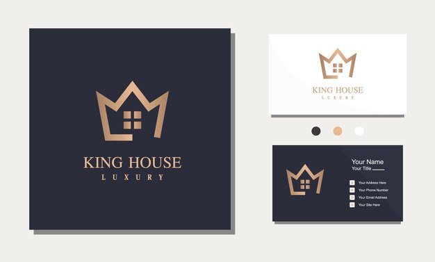 King queen crown house real estate building apartment premium elegant luxury gold logo design