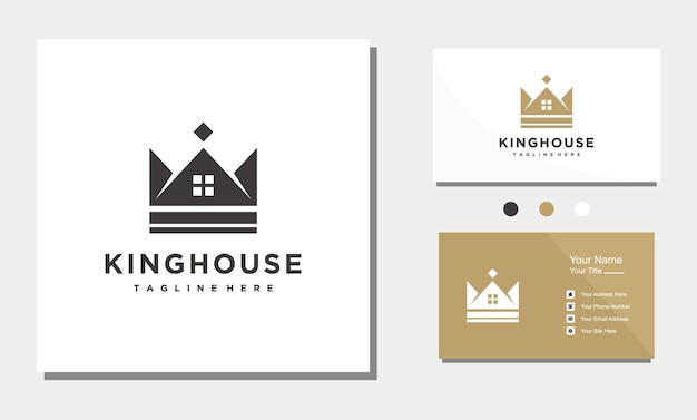 King Queen Crown House Real Estate Building Luxury logo design vector icon