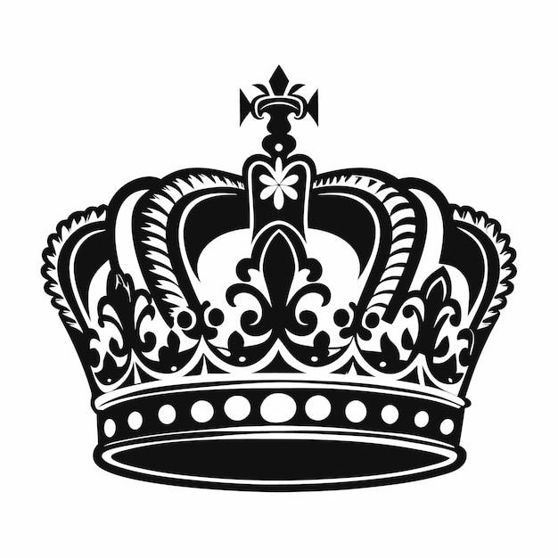 king amp queen crown silhouette vector isolated on white background