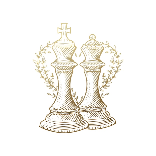 Premium Vector  Line art sketch of all chess pieces aligned.