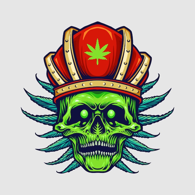 King red crown angry skull weed leaves