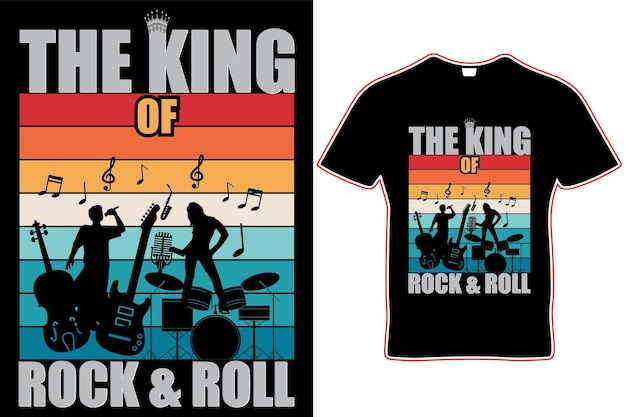 The king of rock and roll t-shirt design. Rock and roll background design