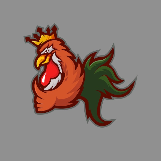 Vettore king rooster mascotte logo design con stile moderno concetto di illustrazione