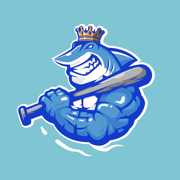 Vector king shark mascot-logoontwerp voor teamsport en gaming