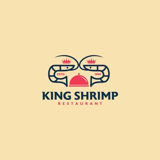 Modello di progettazione del logo del ristorante di gamberi re