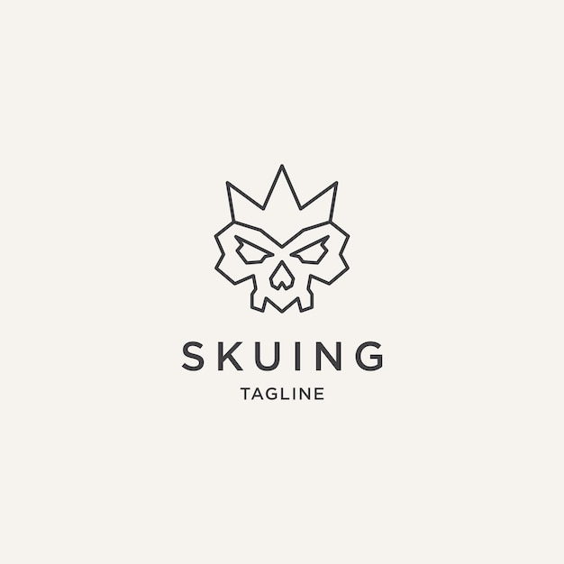 King of skull line logo template