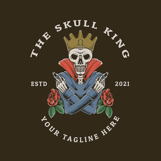 King Skull Mascot Logo Vector