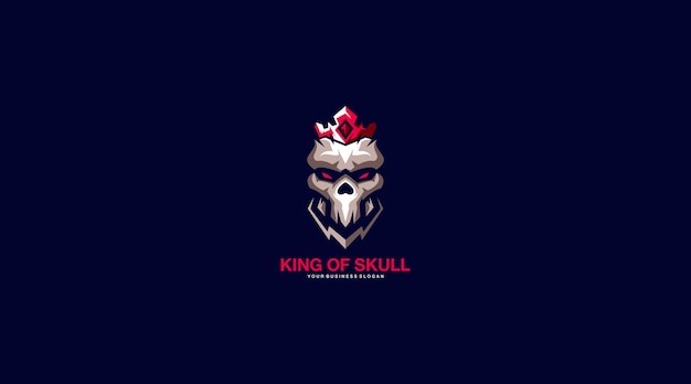 Vector king of skull vector logo design illustration symbol