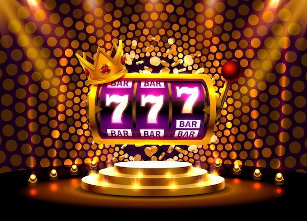 King slots 777 banner casino op de gouden achtergrond.