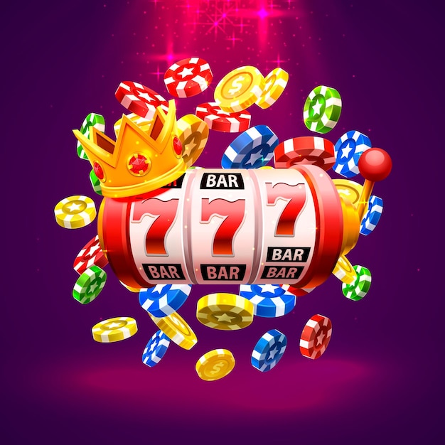 Vector king slots 777 banner casino on the red background. vector illustration