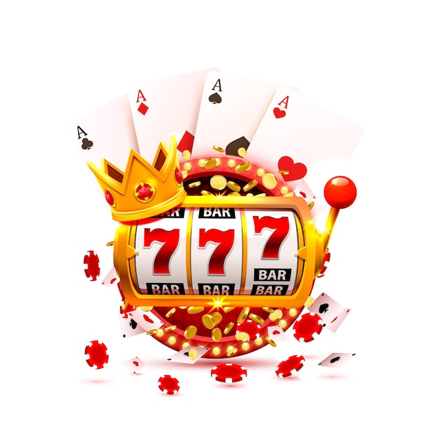 King slot 777 banner casinò su sfondo rosso. illustrazione vettoriale