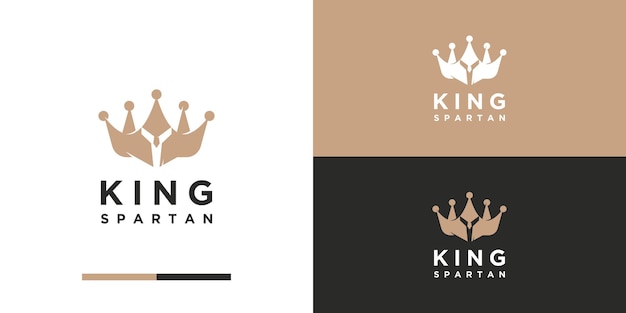 King spartan logo designs with crown logo vector