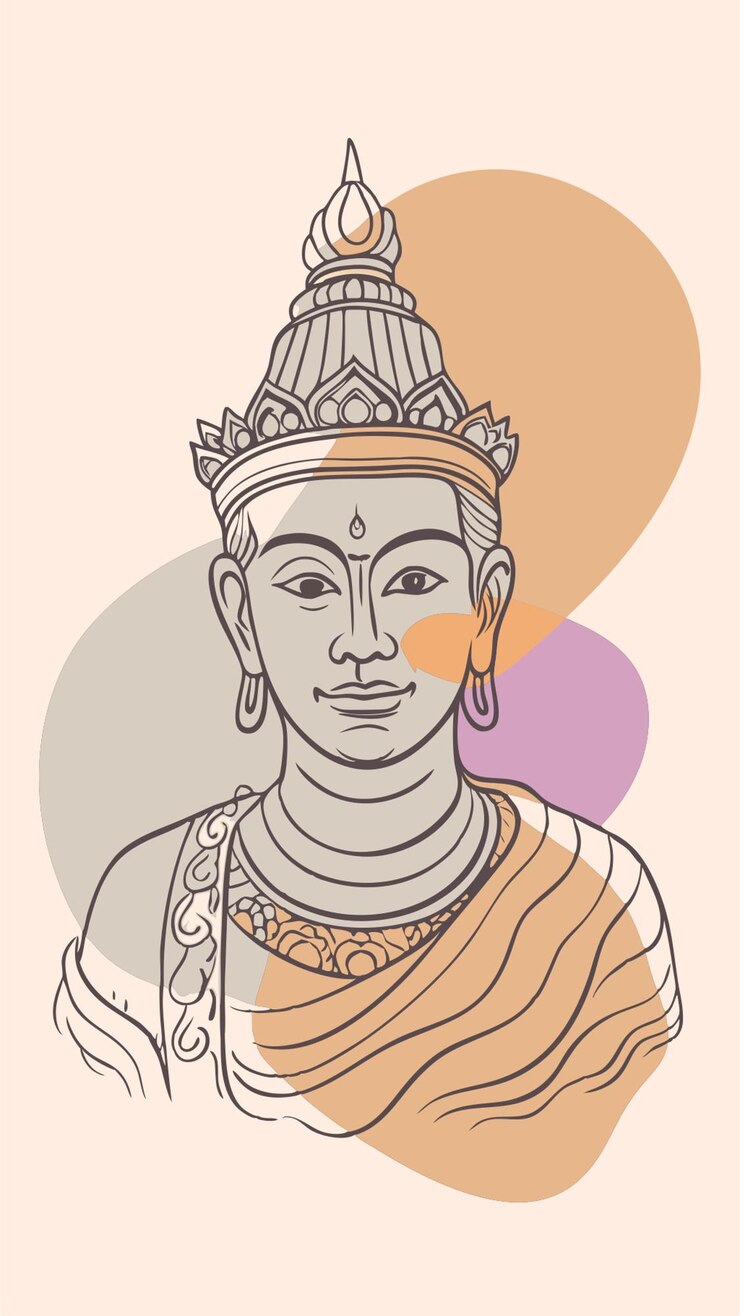 Vector king taksin the great ayutthaya collapsed vector illustration line circuit