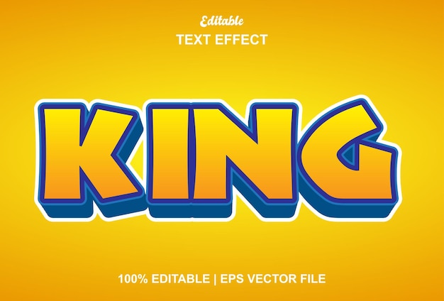 King-teksteffect met gele kleur 3D-stijl