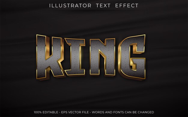 Vector king text effect, editable three dimension text style