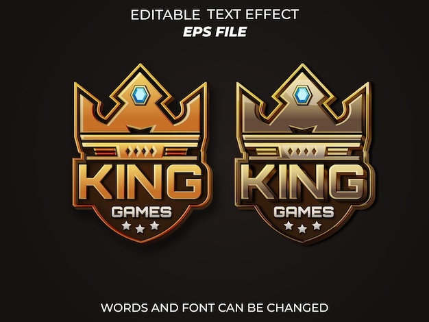 Vector king text effect font editable typography 3d text for games vector template