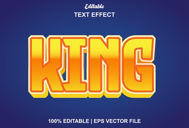 King text effect with blue and yellow color