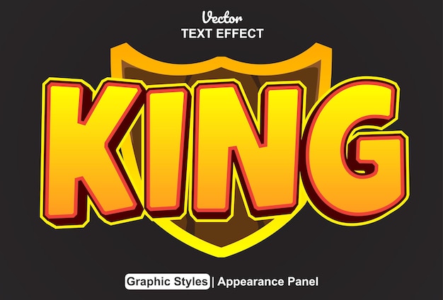 King text effect with orange color graphic style and editable