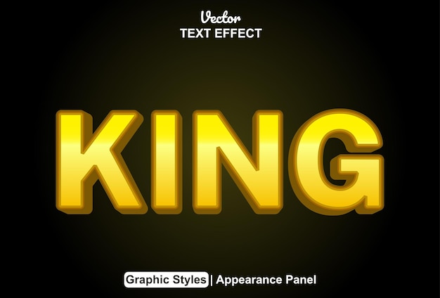 King text effect with yellow color graphic style and editable