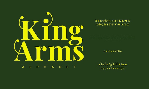 Kingarms premium luxe elegante alfabetletters en cijfers Elegante bruiloft typografie klassieker