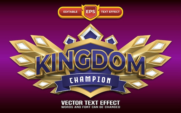 편집 가능한 텍스트 효과가 있는 Kingdom 3d 게임 로고
