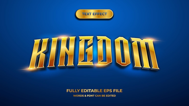 Vector kingdom 3d text effect editable modern lettering typography font style