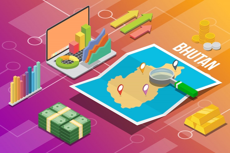 Vector kingdom of bhutan isometric business economy growth country