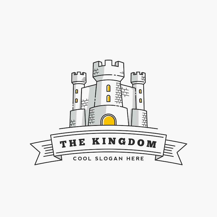 Vector kingdom logo template fortress.
