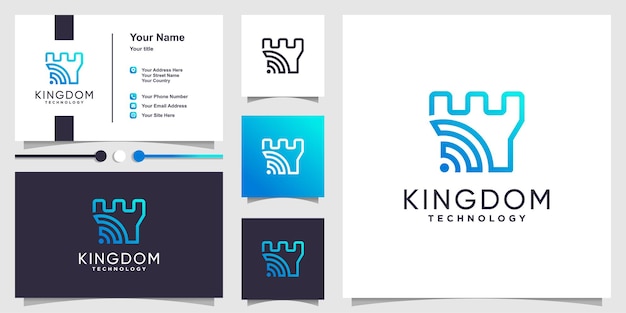 Logo di kingdom con concetto di tecnologia intelligente e design di biglietti da visita