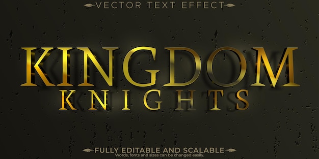 Vector kingdom metallic text effect editable warrior and knight text style