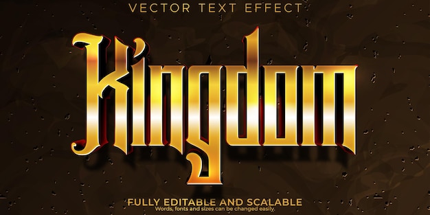 Vector kingdom text effect editable warrior and sword text style