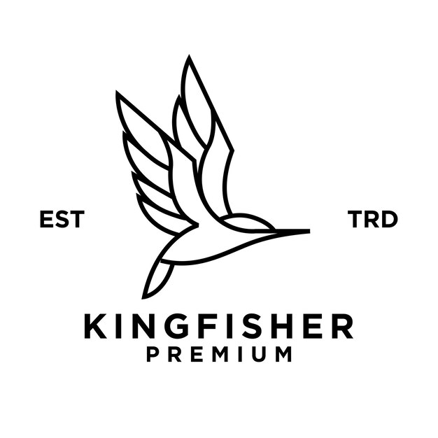 Kingfisher Bird Line 로고 아이콘 디자인 일러스트