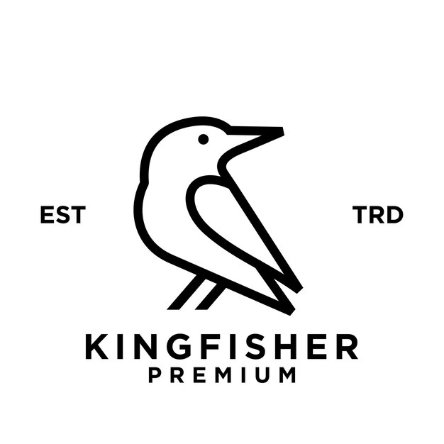 Kingfisher Bird Line 로고 아이콘 디자인 일러스트