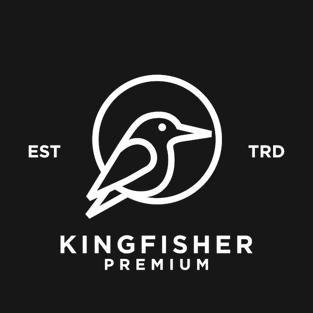 Kingfisher Bird Line 로고 아이콘 디자인 일러스트