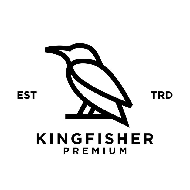 Kingfisher Bird Line 로고 아이콘 디자인 일러스트