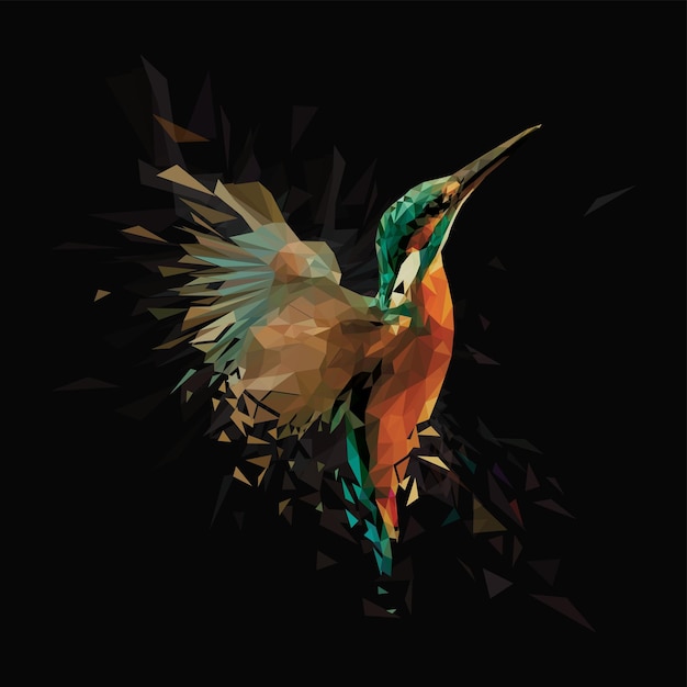 Kingfisher bird polygon art illustration