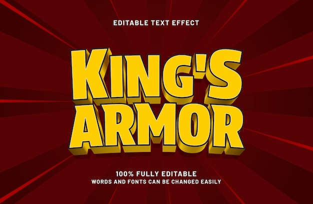 kings armor 3d editable text effect