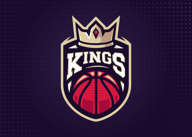 Вектор Логотип спортивного баскетбола kings для спортивной команды и турнира