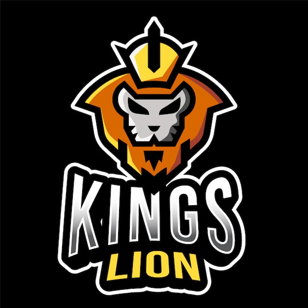 Modello di logo di re leone esport