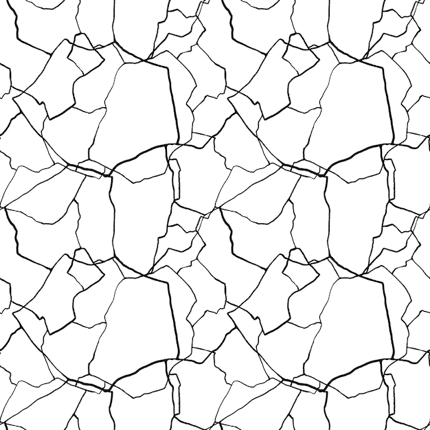 Kintsugi art seamless pattern of splinters and different shards fragments with thin lines