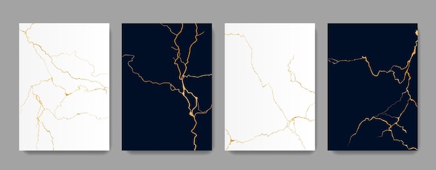 Kintsugi golden cracks texture marble backgrounds