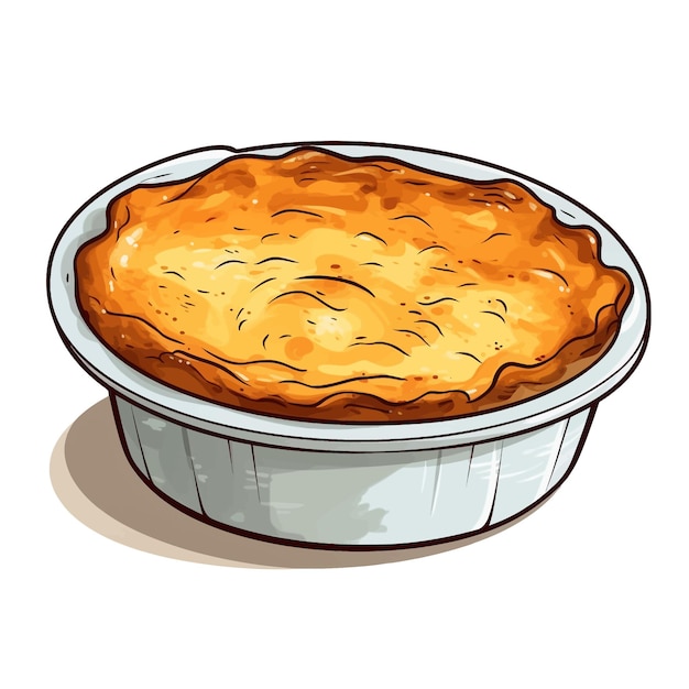 Vector kip pot pie vector clipart witte achtergrond